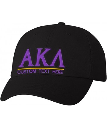 Skullies & Beanies Personalized Alpha Kappa Lambda Greek Line Hat - Black - CR18CKA3I2M $34.92