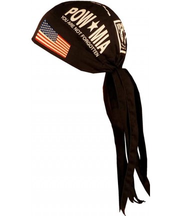 Skullies & Beanies Nomad Skull Cap Biker Style Headwraps Doo Rags - POW/MIA w/Flag on Black - C118KH0A647 $18.80