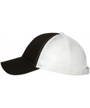 Baseball Caps Cotton Twill Trucker Cap with Mesh Back and A Sleek Trim On Front of Bill-Unisex - Black/Wite - CF12I54XIDP $18.26