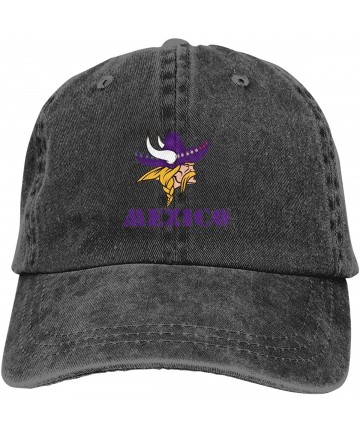 Baseball Caps Minnesota Vikings Baseball Cap Denim Cotton Classic Adjustable Hat-Gray - Black - CR18Z98ASM5 $20.57