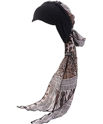 Skullies & Beanies Women's Chiffon Headscarf Wide Band Headwraps Chemo Turbans Hair Loss Cap - Leopard Print - CL18Q8G2X9D $1...