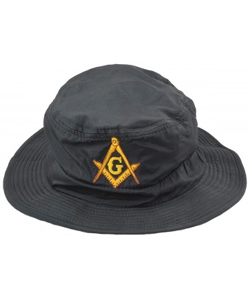 Baseball Caps Gold Square & Compass Embroidered Masonic Guide Boonie Hat - Black - CL11S4J0OD9 $33.81