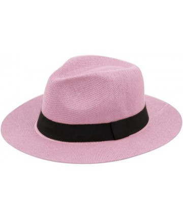 Sun Hats Wide Brim Paper Straw Fedora- Classic C Crown Panama Sun Hat (1 Size Fits Most) - Lavender - CB18EQTTCUZ $22.64