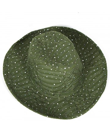 Fedoras Cowboy Hats for Women - Cowgirl hat - Wide Brim Fedora Hat- 1920s Panama Jazz Visor Gang - Stripe Olive - C418ERCECQ0...