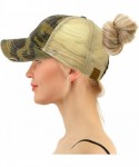 Baseball Caps Ponytail Criss Cross Messy Buns Ponycaps Baseball Cap Dad Trucker Mesh Hat - Distressed Camouflage Olive - C719...