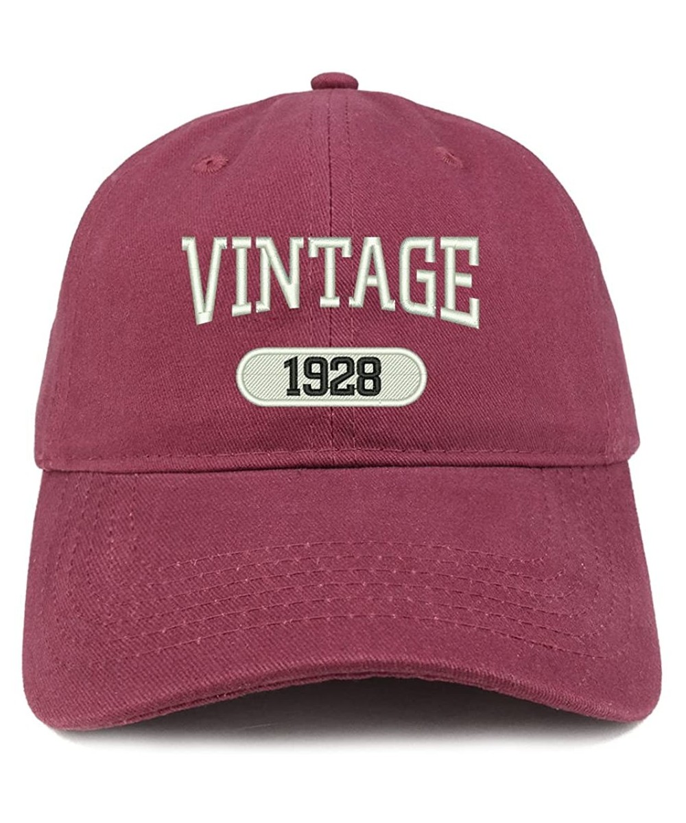 Baseball Caps Vintage 1928 Embroidered 92nd Birthday Relaxed Fitting Cotton Cap - Maroon - CR180ZHNNHX $25.28