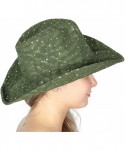 Fedoras Cowboy Hats for Women - Cowgirl hat - Wide Brim Fedora Hat- 1920s Panama Jazz Visor Gang - Stripe Olive - C418ERCECQ0...
