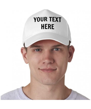 Baseball Caps Custom Hat Add Your Own Text Embroidered Adjustable Size Baseball Cap - White - CY195KNUAQC $23.59
