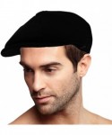 Newsboy Caps Men's 100% Winter Wool Plaids Solids Snap Newsboy Drivers Cabbie Rounded Cap Hat - Solid Black - CY18Q26GD6K $20.66