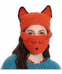 Skullies & Beanies Pussycat Big Ears Beanie For Women's March With Smile Mask Knitted Hat Caps - Hat Mask - CD1899TT40M $18.99