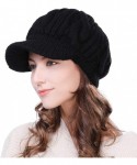 Skullies & Beanies Wool Knitted Visor Beanie Winter Hat for Women Newsboy Cap Warm Soft Lined - 10120_black / Cotton Lined - ...