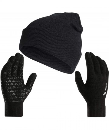 Skullies & Beanies Beanie Hat Winter Warm Knit Hats Cold Weather Skull Cap for Men Women - Hat(medium)+gloves - CB192DET88R $...