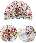 Skullies & Beanies 3 Pieces Women's Flower Turban Cotton Flower Elastic Turban Hat Pile Vintage Headwrap for Women Girls - C3...