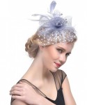 Baseball Caps Fascinators Hat Flower Mesh Feathers Headwear Cocktail Party Derby Hat - Gray - CT18E60E2WN $18.61
