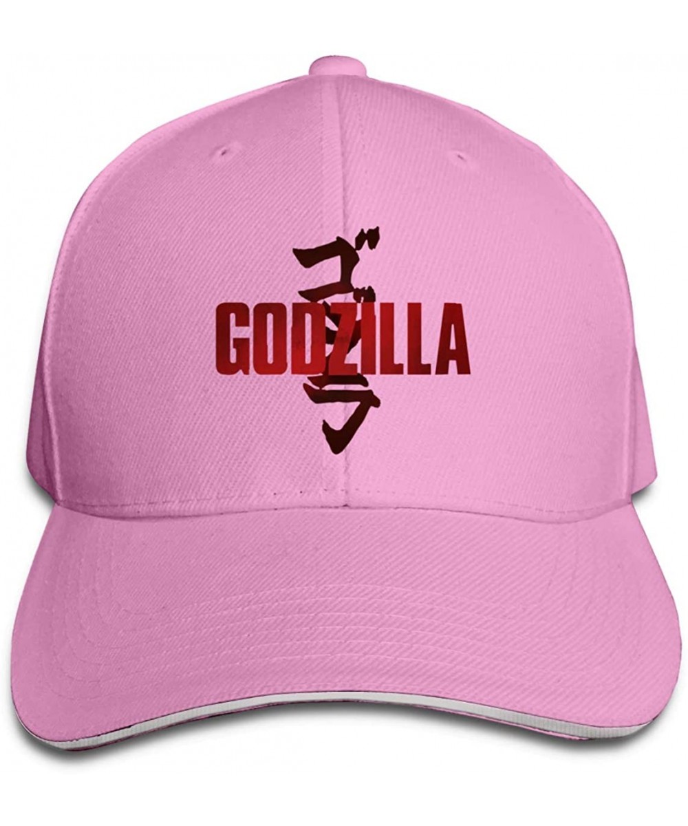Baseball Caps Adult Unisex Fashion Godzilla Adjustable Sandwich Baseball Hats for Mens&Women - Pink - C218YMKIA3D $32.51