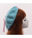 Berets Women's Handmade Lolita Beret Cap with Ribbon Bowknot - Blue - CO183G8235K $25.24