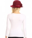 Bucket Hats Tessa Wool Cloche Flapper Gatsby Hat with Satin Ribbon Adjustable - Burgundy - C1186UID948 $32.83