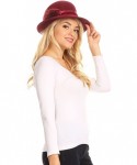 Bucket Hats Tessa Wool Cloche Flapper Gatsby Hat with Satin Ribbon Adjustable - Burgundy - C1186UID948 $32.83
