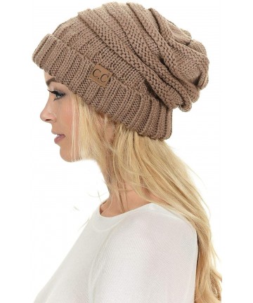 Skullies & Beanies Hat-100 Oversized Baggy Slouch Thick Warm Cap Hat Skully Cable Knit Beanie - Taupe - CQ18XINU2O4 $15.89
