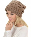 Skullies & Beanies Hat-100 Oversized Baggy Slouch Thick Warm Cap Hat Skully Cable Knit Beanie - Taupe - CQ18XINU2O4 $15.89