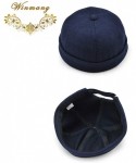 Skullies & Beanies Unisex Women Men Skullcap Sailor Cap Rolled Cuff Retro Brimless Beanie Hat - Blue - CE18C0GE4EO $15.61