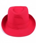 Fedoras Kid's Short Brim Trilby Fedora Hat - Red - CD12ELW2467 $17.39