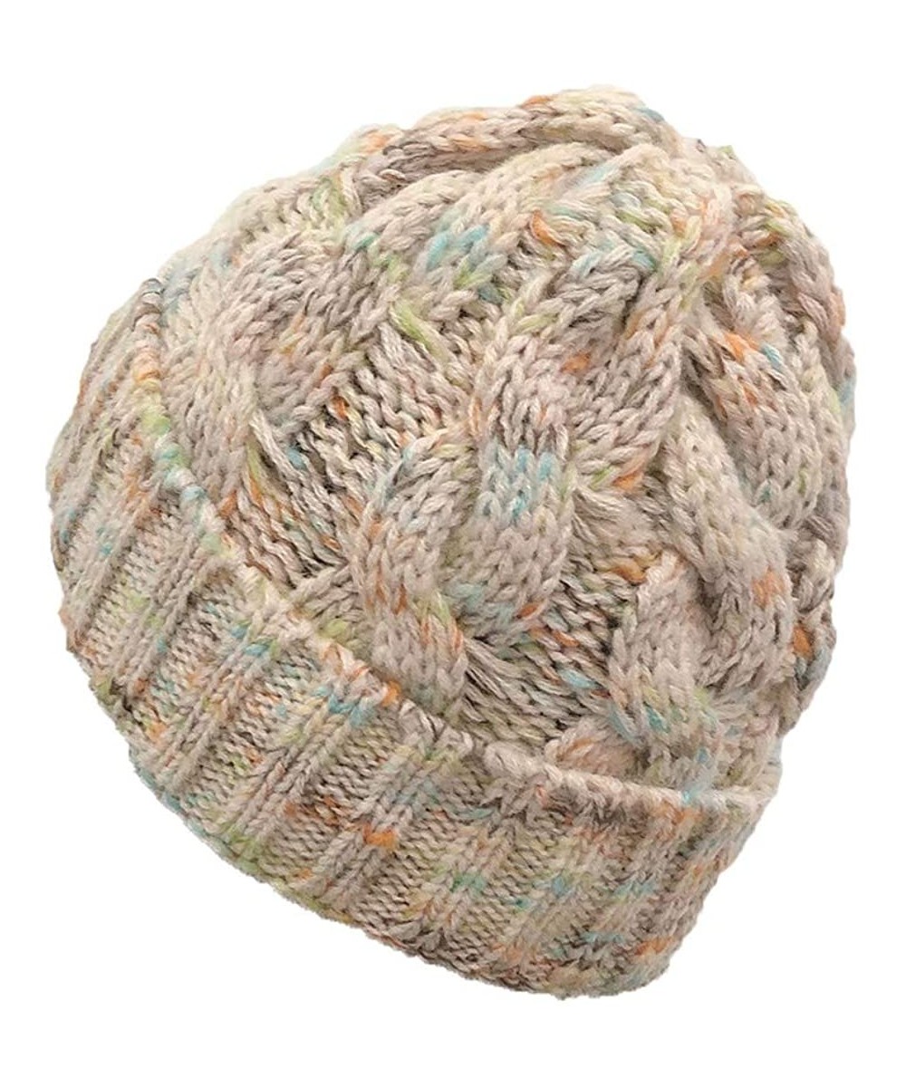 Skullies & Beanies New Women Keep Warm Winter Casual Knitted Hat Wool Hemming Hat Ski Hat - Beige3 - C61932KY2RK $13.89