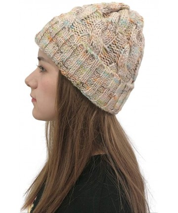 Skullies & Beanies New Women Keep Warm Winter Casual Knitted Hat Wool Hemming Hat Ski Hat - Beige3 - C61932KY2RK $13.89