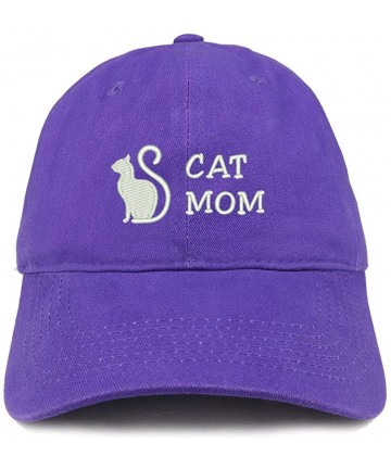 Baseball Caps Cat Mom Text Embroidered Unstructured Cotton Dad Hat - Purple - CG18S54W0WT $22.59