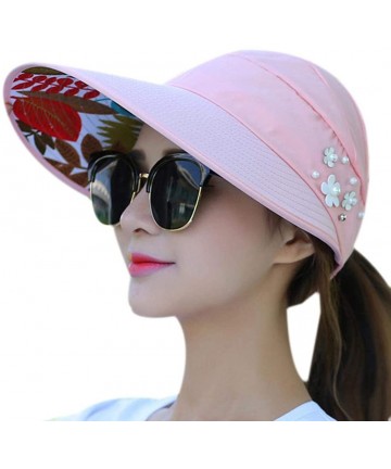Sun Hats Women Fashion Print Breathable Fastening Tape Sunscreen Sun Cap Sun Hat Sun Hats - Light Pink - CM18U25C2T0 $13.52