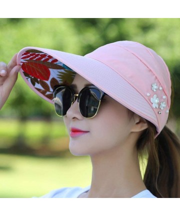 Sun Hats Women Fashion Print Breathable Fastening Tape Sunscreen Sun Cap Sun Hat Sun Hats - Light Pink - CM18U25C2T0 $13.52