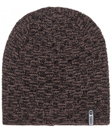 Skullies & Beanies Men's Warm Beanie Winter Thicken Hat and Scarf Two-Piece Knitted Windproof Cap Set - F-coffee - CD193CDR3W...
