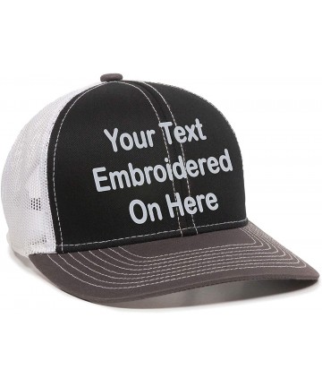 Baseball Caps Custom Trucker Mesh Back Hat Embroidered Your Own Text Curved Bill Outdoorcap - Black/White/Charcoal - CD18K5I8...