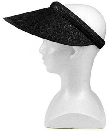 Visors Women Wide Brim Visor Hat UV Sunblock Sun Protection Beach Sports Tennis Golf Hats - Black - CF12MWVSHE4 $16.61