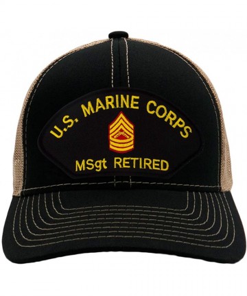 Baseball Caps USMC Master Sergeant Retired Hat/Ballcap (Black) Adjustable One Size Fits Most - Mesh-back Black & Tan - CP18OG...