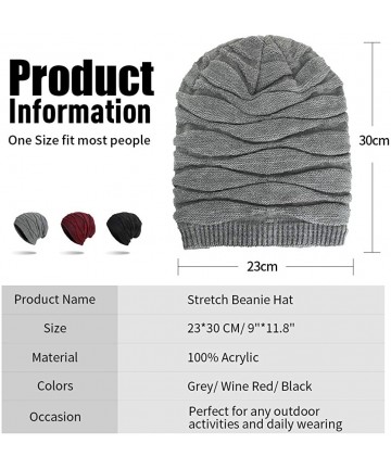 Skullies & Beanies Mens Beanie Knit Hats Winter Hats Unisex Slouchy Beanie Oversized Skull Caps Baggy Beanie - Grey - CH18XD8...