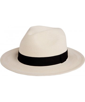 Sun Hats Sun Straw Fedora Beach Hat Fine Braid UPF50+ for Both Women Men - White - CA18H6U375U $48.90
