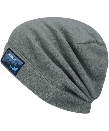 Skullies & Beanies Fleece Slouchy Beanie - Winter Beanie Hat for Men and Women - Soft Ski Skull Cap - Gray - CX18XOQT3O4 $22.03