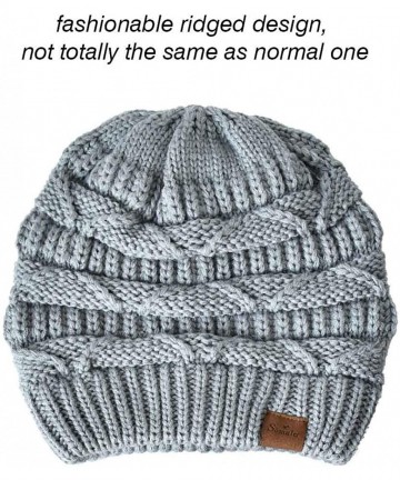 Skullies & Beanies Knit Beanie Hat for Women Oversize Chunky Winter Slouchy Beanie Hats Ski Cap - Black/Camel - CM18ADRNLMG $...