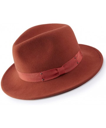 Fedoras Men's 2 1/2 Inch Wide Brim Wool Felt Fedora Hat H70 - Cognac - CN192E5YZ0E $64.13