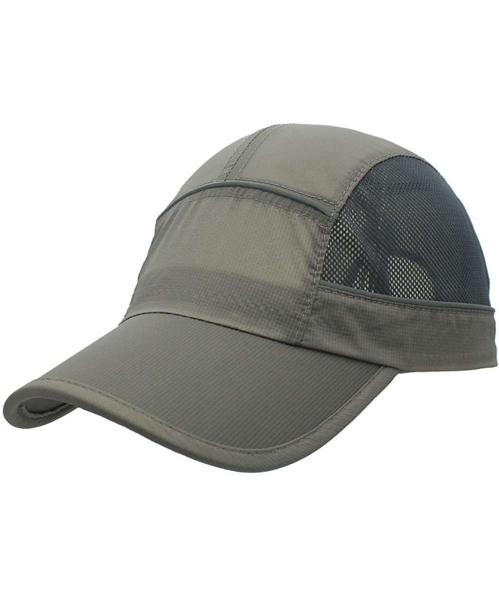 Sun Hats Quick Dry Mesh Sports Cap with Reflective Stripe Breathable Sun Run Cap - Grey - CO18R0Z3NWE $14.06
