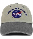 Baseball Caps NASA I Need My Space Embroidered Two Tone Pigment Dyed Cotton Cap - Beige Black - CL12DVNZFHH $27.77