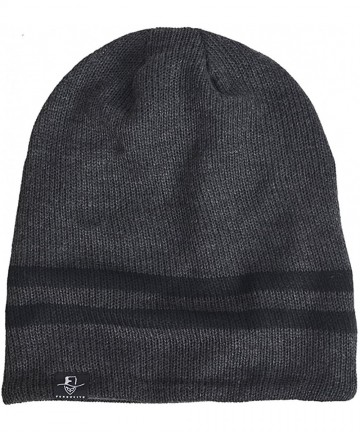 Skullies & Beanies FORBUSITE Knit Slouchy Beanie Hat Skull Cap for Mens Winter Summer - Charcoal Striped - CV1865EG9KD $18.07