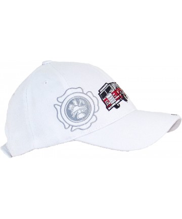 Baseball Caps Kid/Child Embroidered Fire Truck Adjustable Hook and Loop Hat (One Size) - White - CN11JSGV8HX $12.65