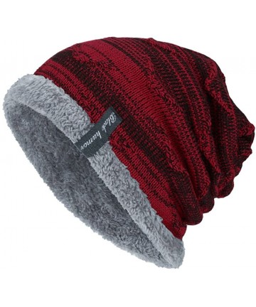 Skullies & Beanies Men Women Stretch Slouchy Beanie Hats Winter Warm Knit Skull Fleece Ski Cap - Wine Red - C118HWOHHAN $13.49