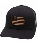 Baseball Caps 'Iowa Patriot' Leather Patch Hat Curved Trucker - Camo - CT18IGQD09A $33.50
