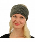 Cold Weather Headbands Winter Fuzzy Fleece Lined Thick Knitted Headband Headwrap Earwarmer - Sequins Natural Gray - C818IIEU8...