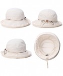 Sun Hats Womens UPF50 Cotton Packable Sun Hats w/Chin Cord Wide Brim Stylish 54-60CM - 89051_beige - CX18E3ETCY2 $29.31