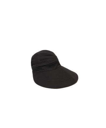 Sun Hats Women's Naples Cotton Packable Cap & Visor Sun Hat- Rated UPF 50+ for Max Sun Protection- Black- One Size - Black - ...