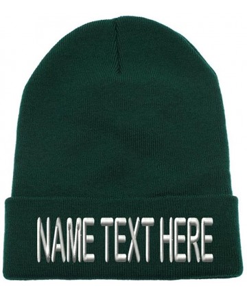 Skullies & Beanies Custom Embroidery Personalized Name Text Ski Toboggan Knit Cap Cuffed Beanie Hat - Forest Green - CD1896AS...